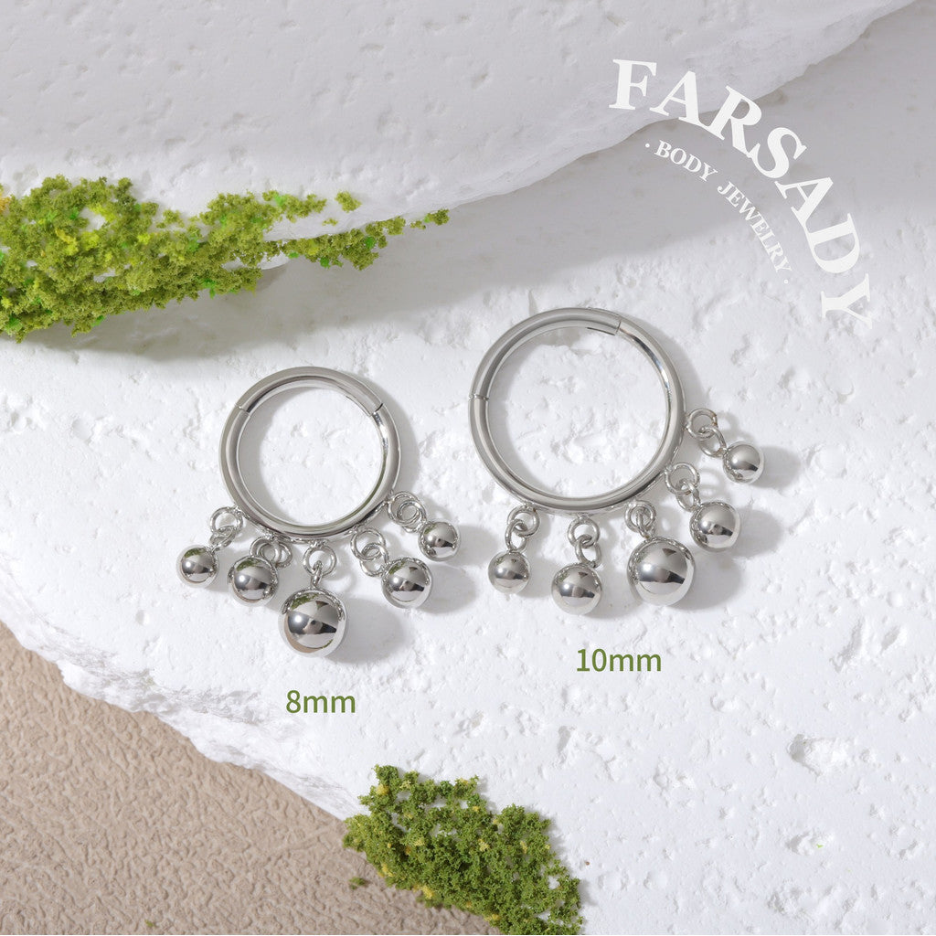Chime Drop - Bead Dangle Hinged Clicker Hoop / Fits 16G Septum Ring Helix Conch Cartilage Earring