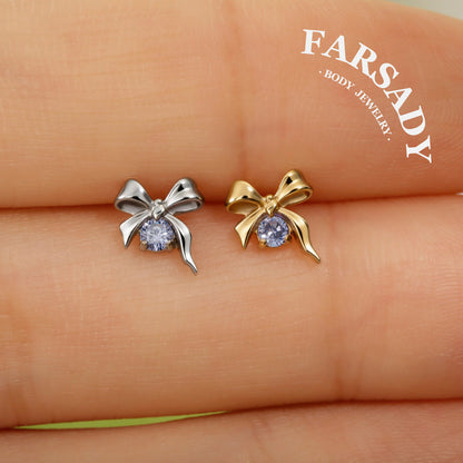 Glow Ribbon - F136 Titanium Internally Threaded Stud / Fits Cartilage Helix Tragus Lobe Nostril Piercing