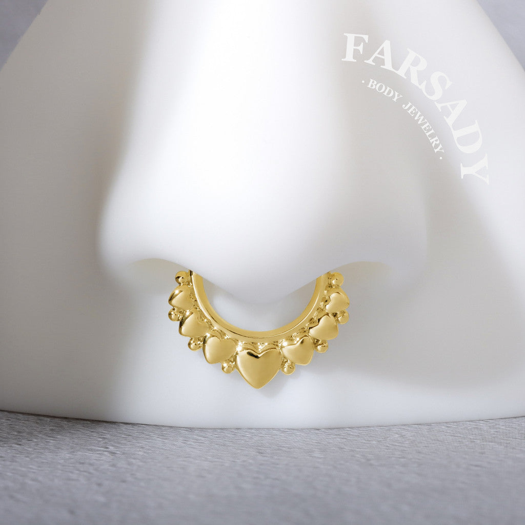 Love Garland - 316L Fake Nose Ring C-Hoop Piercing / Fit Non-Pierced Septum Ring