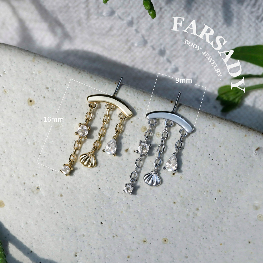 Lunar Shell - Sterling Silver Push In Stud