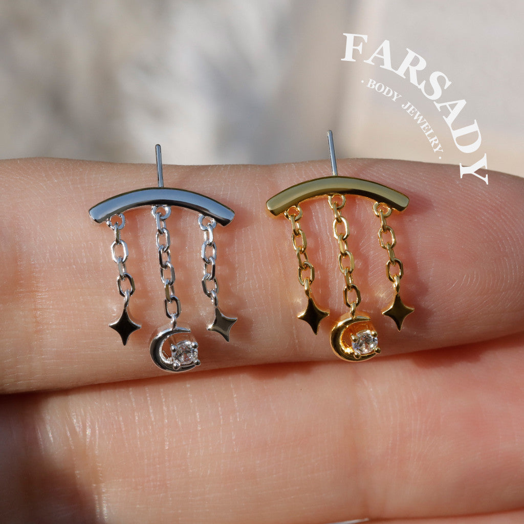 Argent Crescent - Sterling Silver Push In Stud