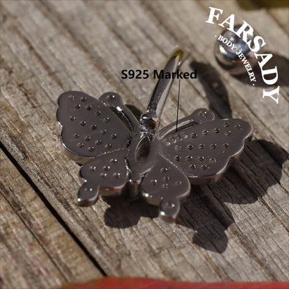 14G S925 Sterling Silver Butterfly Belly Button Ring 6mm-12mm Navel Body Piercing Jewelry Easy Insert Non Healed Piercing Friendly Daily Wear Gift Jewelry for Women