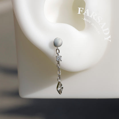 Minimalist CZ Drop Pendant Charm | DIY Chain Dangle Earring Component | 925 Sterling Silver or 18K Gold Plated | Cartilage Piercing Add-On