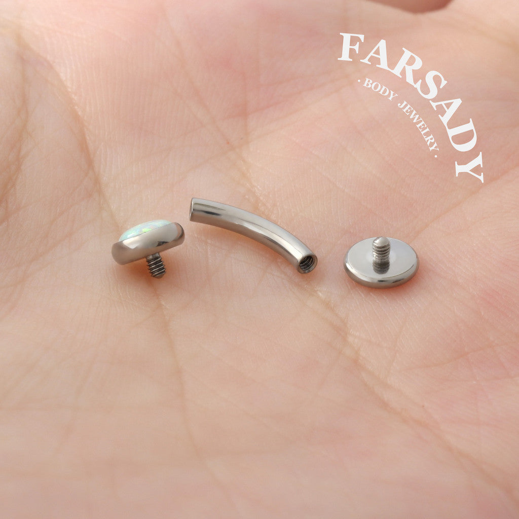 Prismatic Opal Dot - F136 Titanium Internally Threaded Belly Button Ring / Fits 14G Navel Piercing