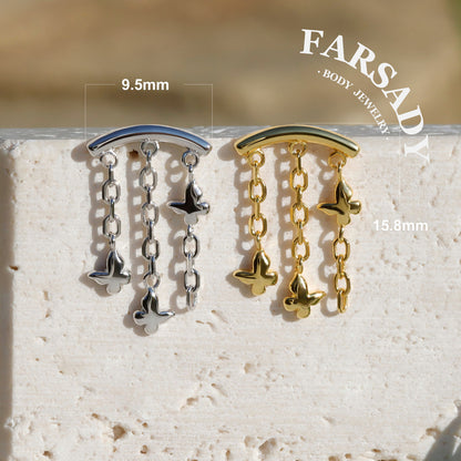 Butterfly Arch - 925 Silver Threadless Stud / Fits Cartilage Helix Tragus Lobe Earring