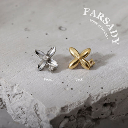 Petal Whisper - F136 Titanium Internally Threaded Stud / Fits Cartilage Helix Tragus Lobe Nostril Piercing