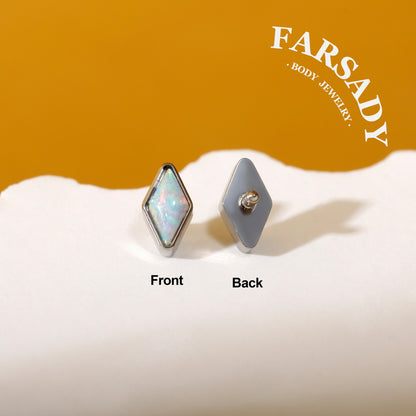 Rhombus Opalis - F136 Titanium Colorful Opal Replacement Tops / Fits Internal Thread Ear Studs