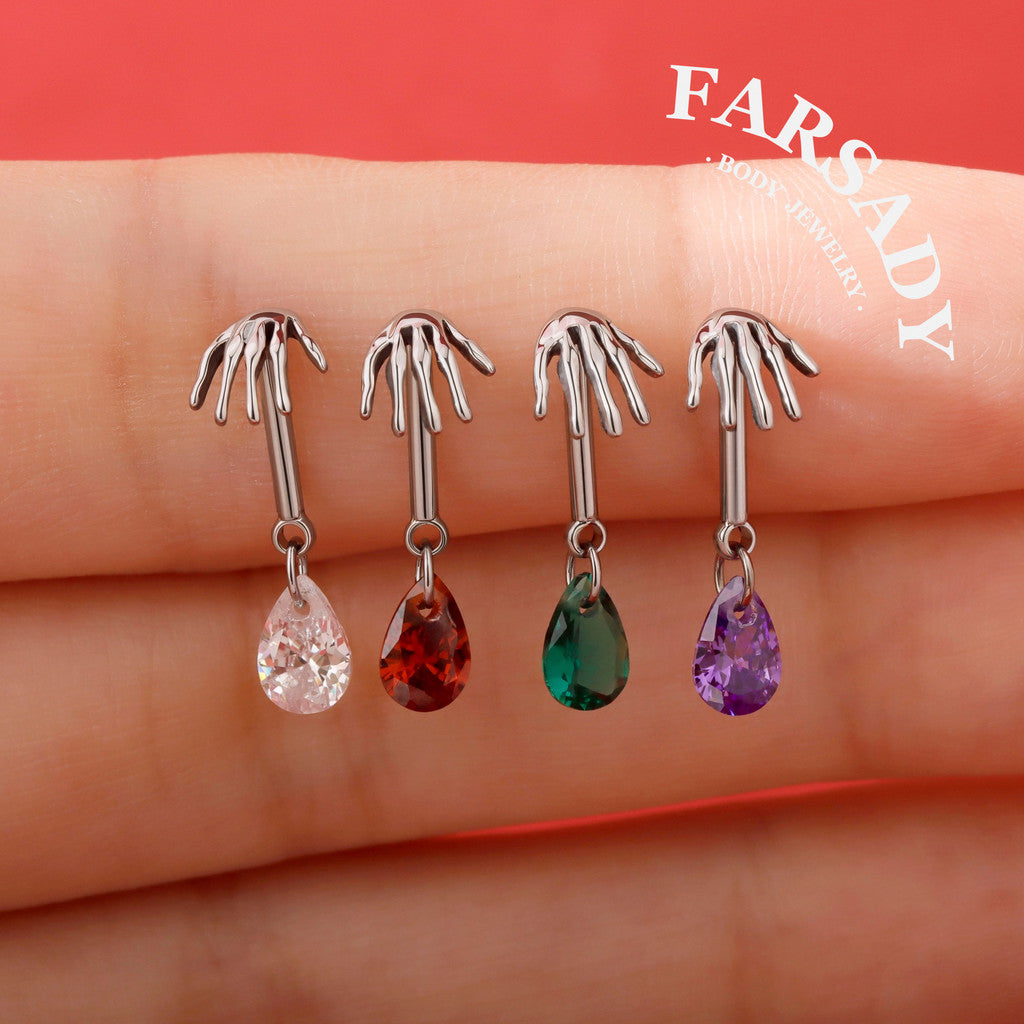 Ghost Palm - F136 Titanium Internally Threaded Stud / Fits Vertical Helix Hidden Rook Earring