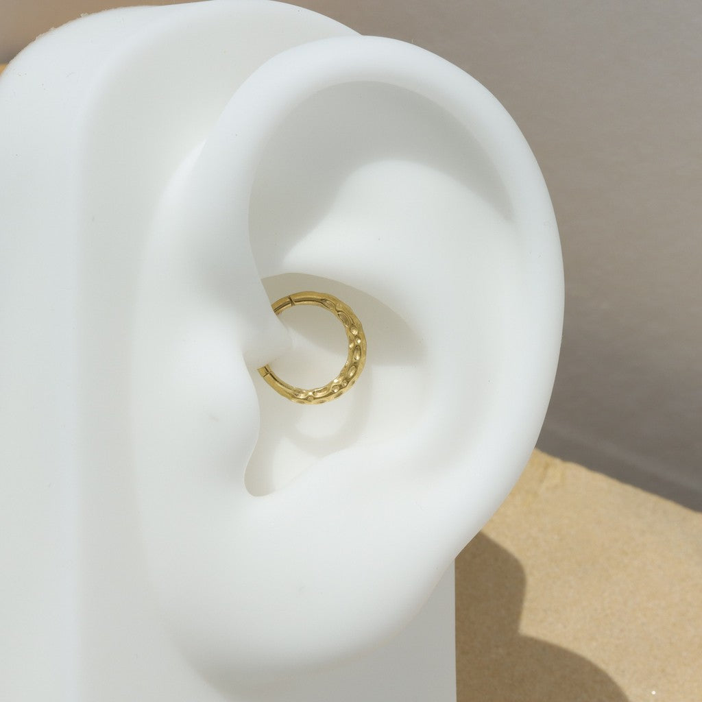 Hammered Tide - 316L Hinged Clicker Hoop / Fits 16G Septum Ring Helix Conch Cartilage Earring