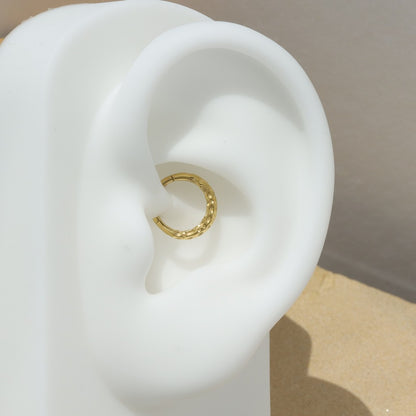 Hammered Tide - 316L Hinged Clicker Hoop / Fits 16G Septum Ring Helix Conch Cartilage Earring