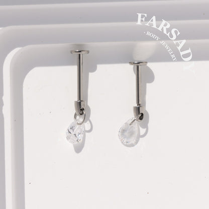 Dew Tear - F136 Titanium Internally Threaded Stud / Fits Cartilage Helix Tragus Lobe Piercing