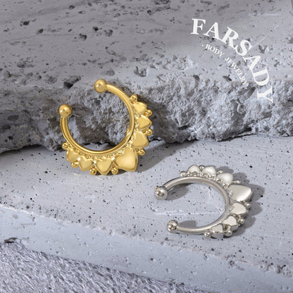 Love Garland - 316L Fake Nose Ring C-Hoop Piercing / Fit Non-Pierced Septum Ring