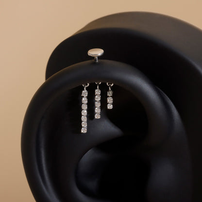 Triple Lumen Chain - Sterling Silver Push In Stud
