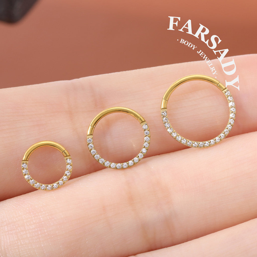 16G Titanium Zirconia Hinged Clicker Nose Earring Minimalist Sparkling CZ Multi Piercing Jewelry Septum Helix Conch Daith Rook Tragus Daily Wear With Gift Box