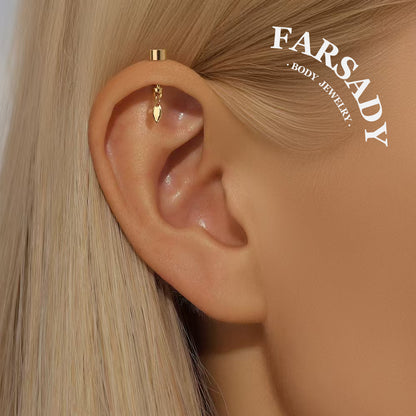 Gold Dew - 925 Silver Two Type Stud / Fits Cartilage Helix Tragus Lobe Piercing
