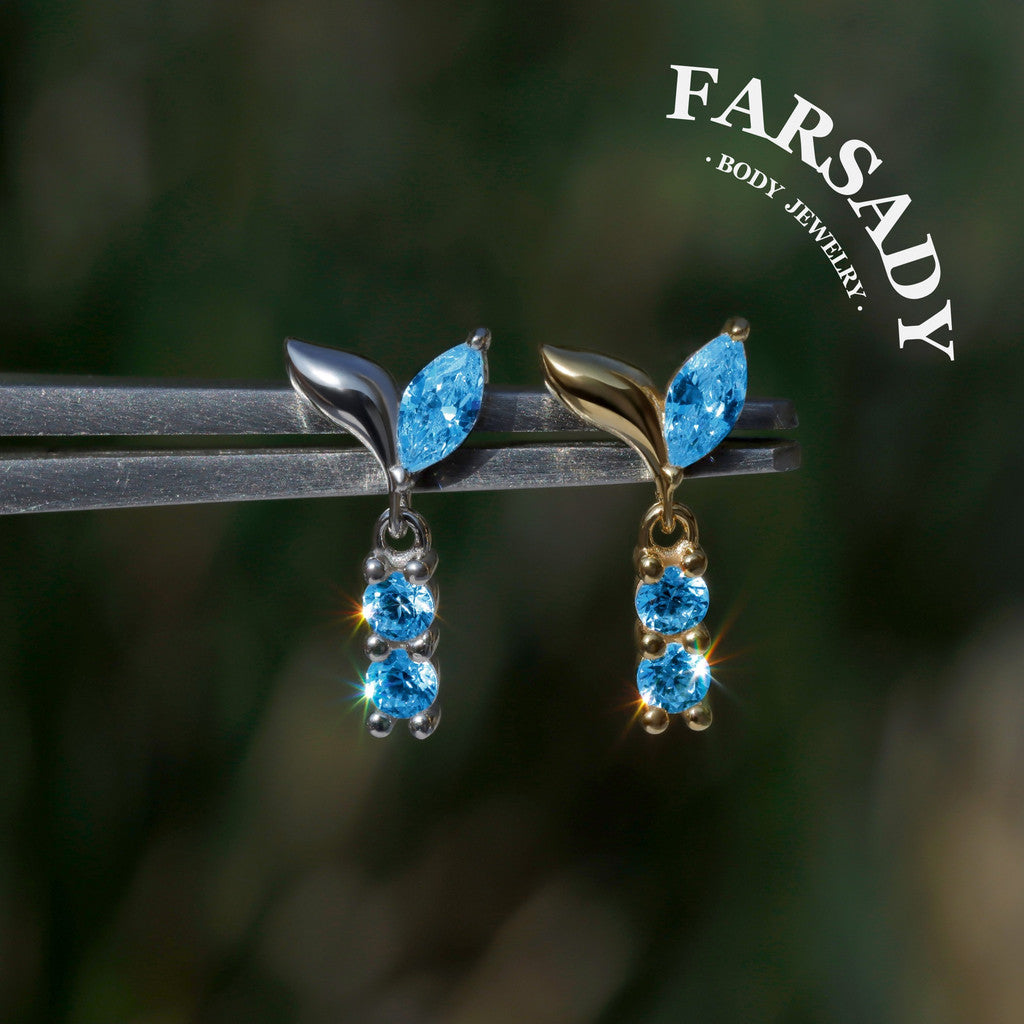 Azure Sprout - 925 Silver Threadless Stud / Fits Cartilage Helix Tragus Lobe Earring