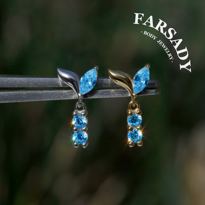Azure Sprout - 925 Silver Threadless Stud / Fits Cartilage Helix Tragus Lobe Earring