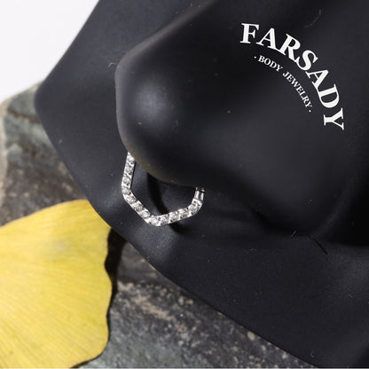 Honey Frame - CZ Hinged Clicker Hoop / Fits 16G Septum Ring Helix Conch Cartilage Earring