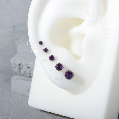 Gradient Amethyst - F136 Titanium Natural Amethyst Replacement Tops / Fits Internal Thread Ear Studs