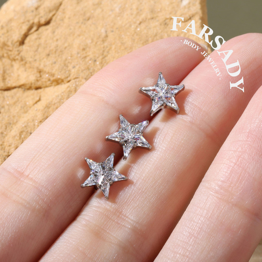 Stellar Prism - F136 Titanium Internally Threaded Stud / Fits Cartilage Helix Tragus Lobe Nostril Piercing