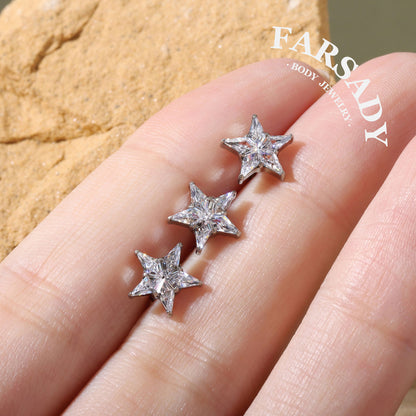 Stellar Prism - F136 Titanium Internally Threaded Stud / Fits Cartilage Helix Tragus Lobe Nostril Piercing