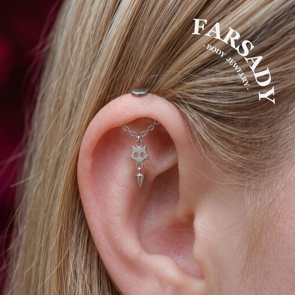 Cat Whim - F136 Titanium Internally Threaded Stud / Fits Vertical Helix Hidden Rook Earring