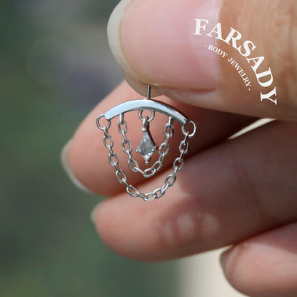 Dew Shackle - Sterling Silver Push In Stud