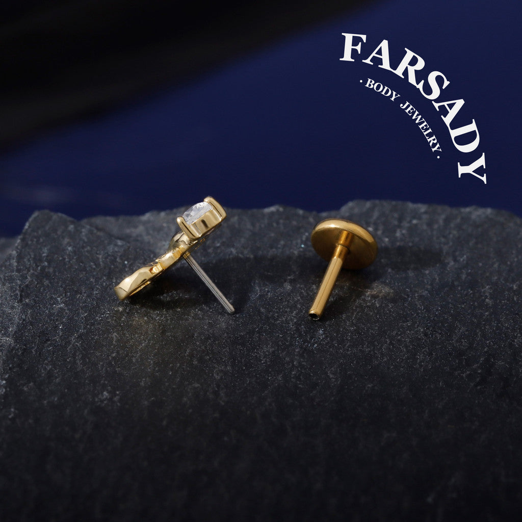 Sterling Silver Crimson Scorpion Helix Stud Threadless Push In  Earring 18K Gold Plated Tragus Conch Piercing Jewelry Hypoallergenic Piercing Minimal Cartliage Stud Gift Packaged