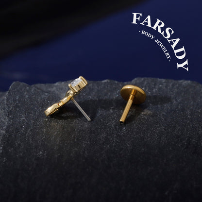 Sterling Silver Crimson Scorpion Helix Stud Threadless Push In  Earring 18K Gold Plated Tragus Conch Piercing Jewelry Hypoallergenic Piercing Minimal Cartliage Stud Gift Packaged