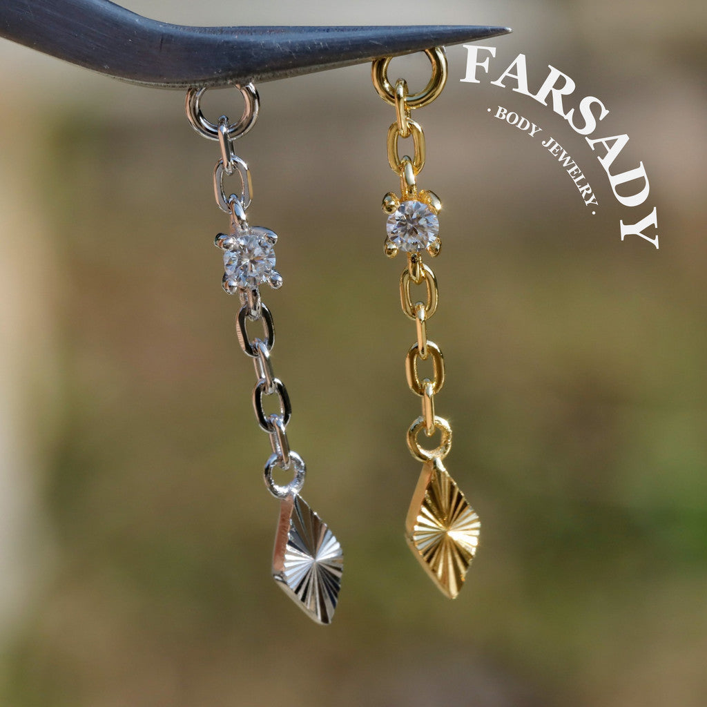 Minimalist CZ Drop Pendant Charm | DIY Chain Dangle Earring Component | 925 Sterling Silver or 18K Gold Plated | Cartilage Piercing Add-On