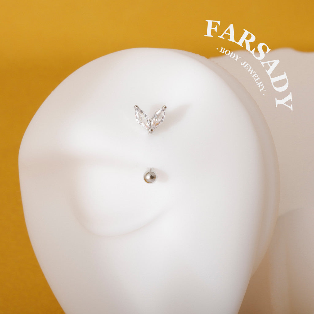 16G Flower Bud Curved Barbell, Silver CZ 8mm Bar Eyebrow Piercings Barbell, CZ Bud Rook Earring, 8mm Cute Rook Barbell