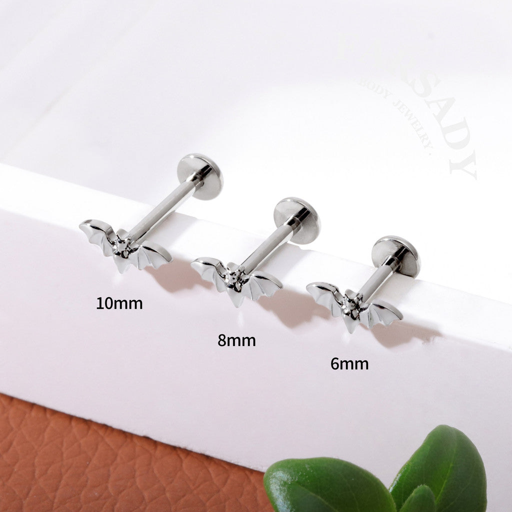 Nocturne Wing - F136 Titanium Internally Threaded Stud / Fits Cartilage Helix Tragus Lobe Nostril Piercing