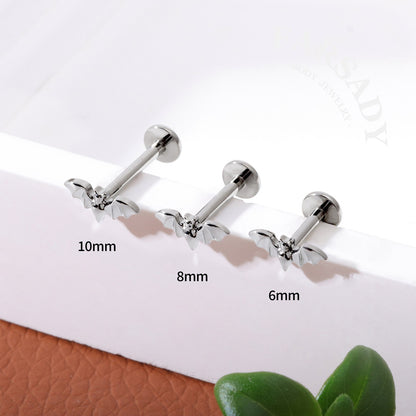 Nocturne Wing - F136 Titanium Internally Threaded Stud / Fits Cartilage Helix Tragus Lobe Nostril Piercing