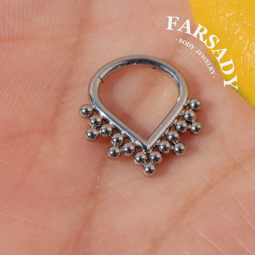 Bead Teardrop - ASTM F136 Titanium Hinged Clicker Hoop / Fits 16G Septum Ring Helix Conch Cartilage Earring