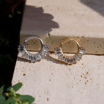 Allround Radiance - Sterling Silver Hinged Clicker Hoop / Fits 16G Septum Ring Helix Conch Daith Earring
