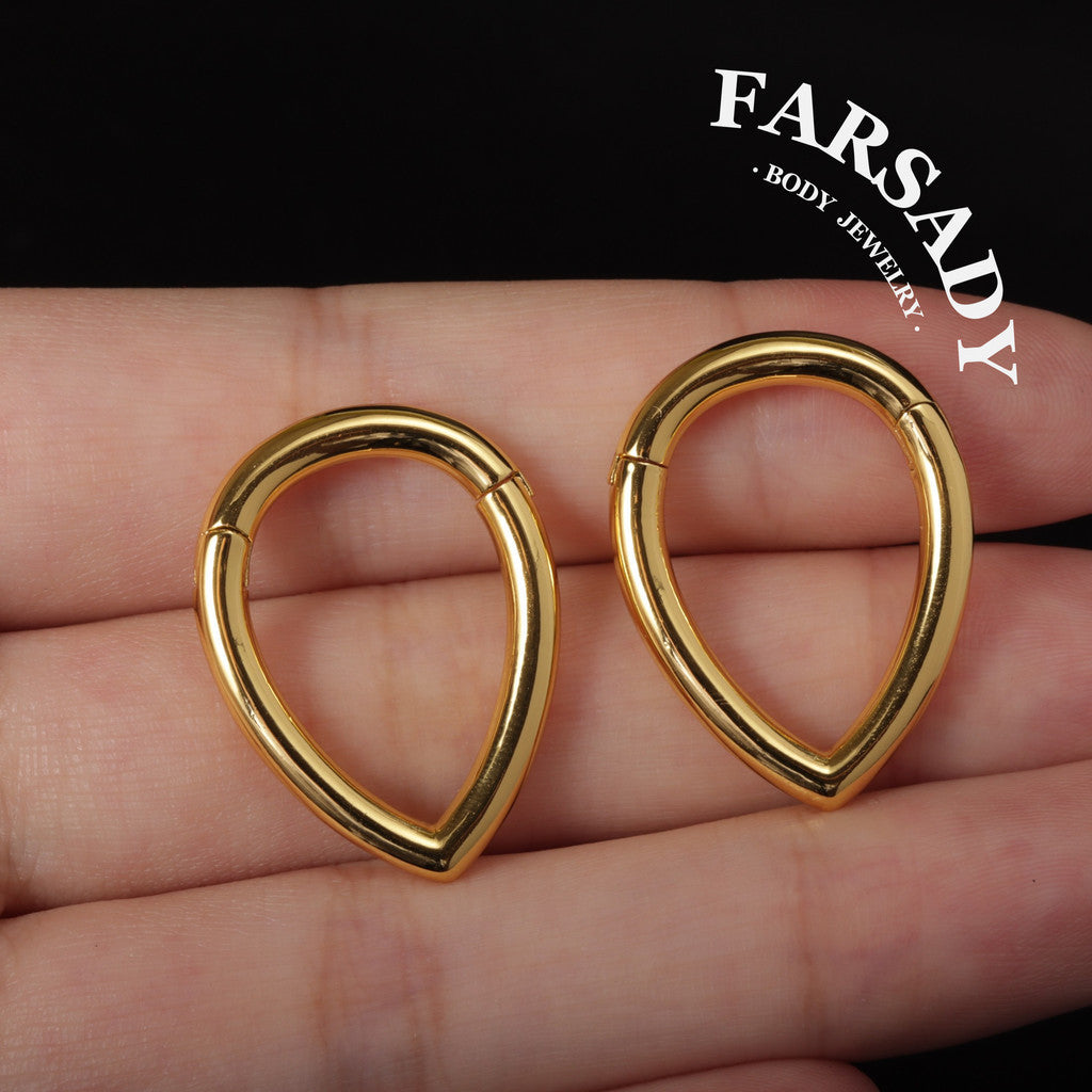 V Curve - 316L Hinged Clicker Ear Weights / Fits 3G 2G Stretched Ear Lobes Tunnels Plugs