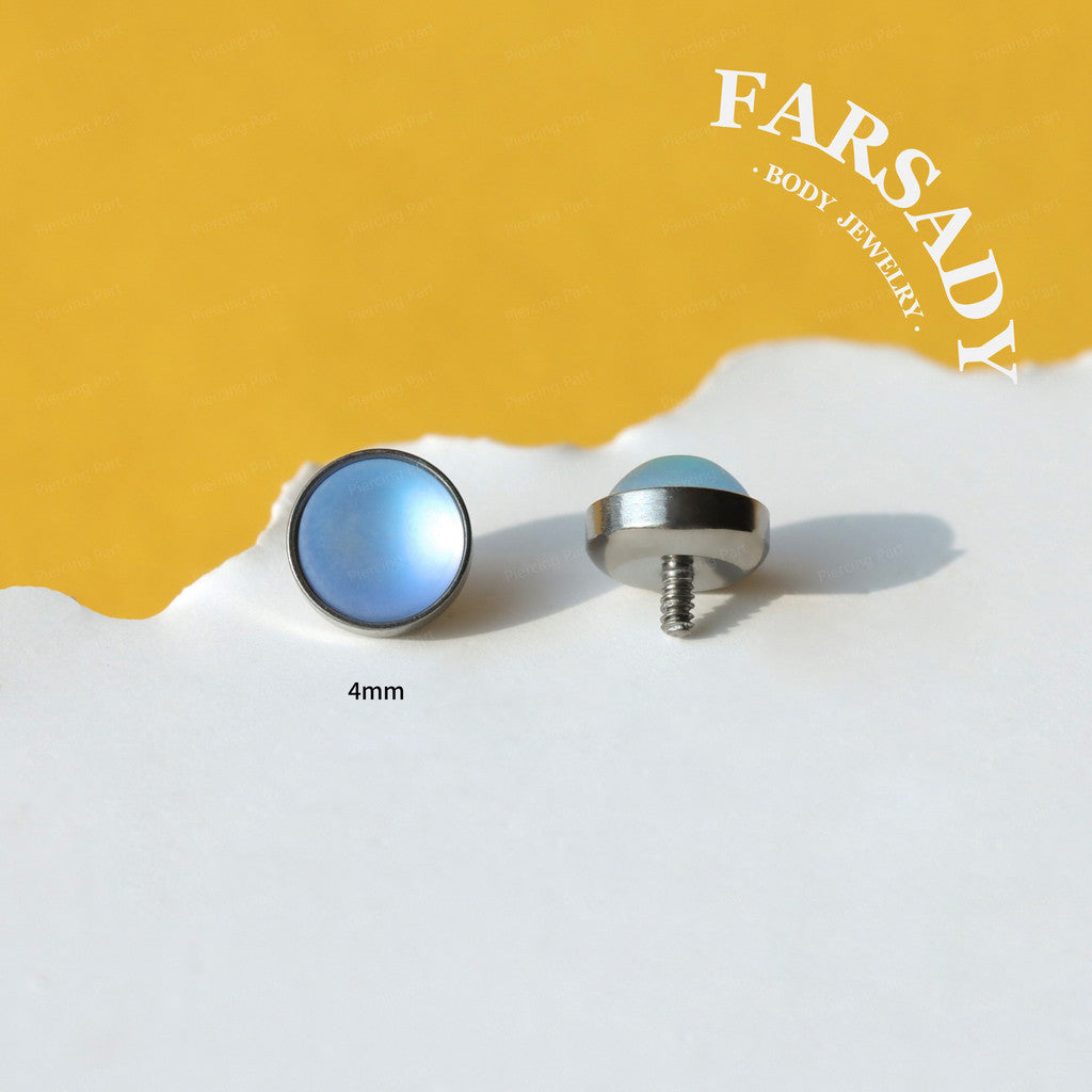 Pale Moon - F136 Titanium Moonstone Replacement Tops / Fits Internal Thread Ear Studs