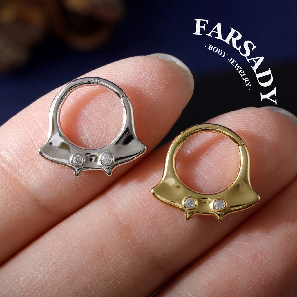 Soft Manta - Sterling Silver Hinged Clicker Hoop / Fits 16G Septum Ring Helix Conch Daith Earring