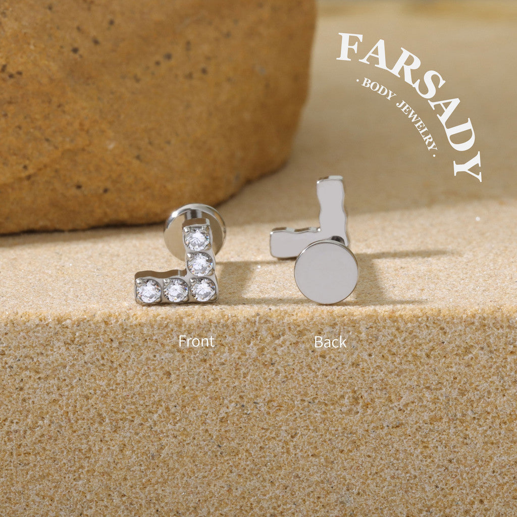 Gilded Chevron - F136 Titanium Internally Threaded Stud / Fits Cartilage Helix Tragus Lobe Nostril Piercing