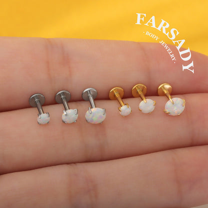 Lunar Opal - F136 Titanium Purple Opal Replacement Tops / Fits Threadless Ear Studs