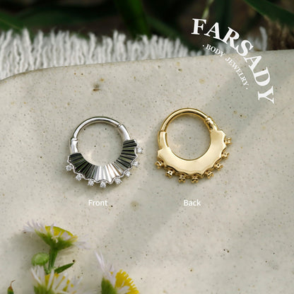 Sterling Silver Moissanite Septum Ring Sterling Silver Plated 18K Gold/Original Design Flower Septum Piercing Jewelry 16G Daith Hoop Earring Helix Tragus