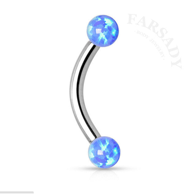 Opal Arc Tide - F136 Titanium Internal Thread Curved Barbell / Fits 16G Rook Daith Earring Lip Eyebrow Piercing