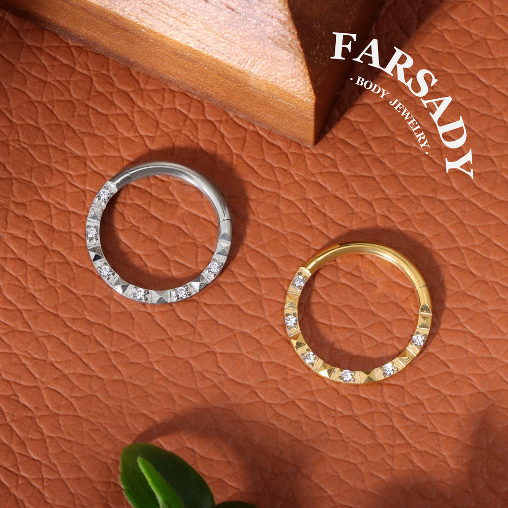 Sun Crest - ASTM F136 Titanium Hinged Clicker Hoop / Fits 16G Septum Ring Helix Conch Cartilage Earring