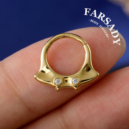 Soft Manta - Sterling Silver Hinged Clicker Hoop / Fits 16G Septum Ring Helix Conch Daith Earring