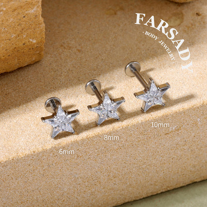 Stellar Prism - F136 Titanium Internally Threaded Stud / Fits Cartilage Helix Tragus Lobe Nostril Piercing