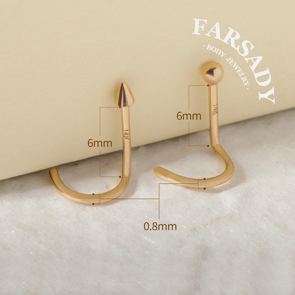 Minimal Spike & Ball - Solid 14K Gold Screw End Stud / Fit 20G Nostril Piercing