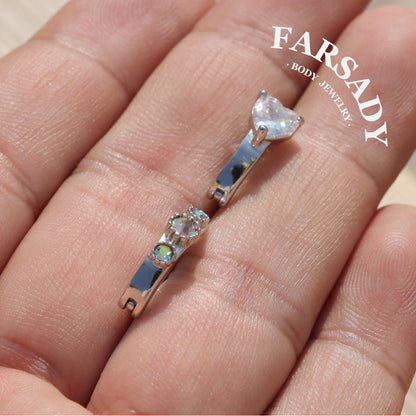 14G S925 Sterling Silver Triple CZ Belly Button Clicker 10mm Hinged Curved Bar Waterproof Navel Belly Hoop Clip Ring Daily Wear Gift for Her