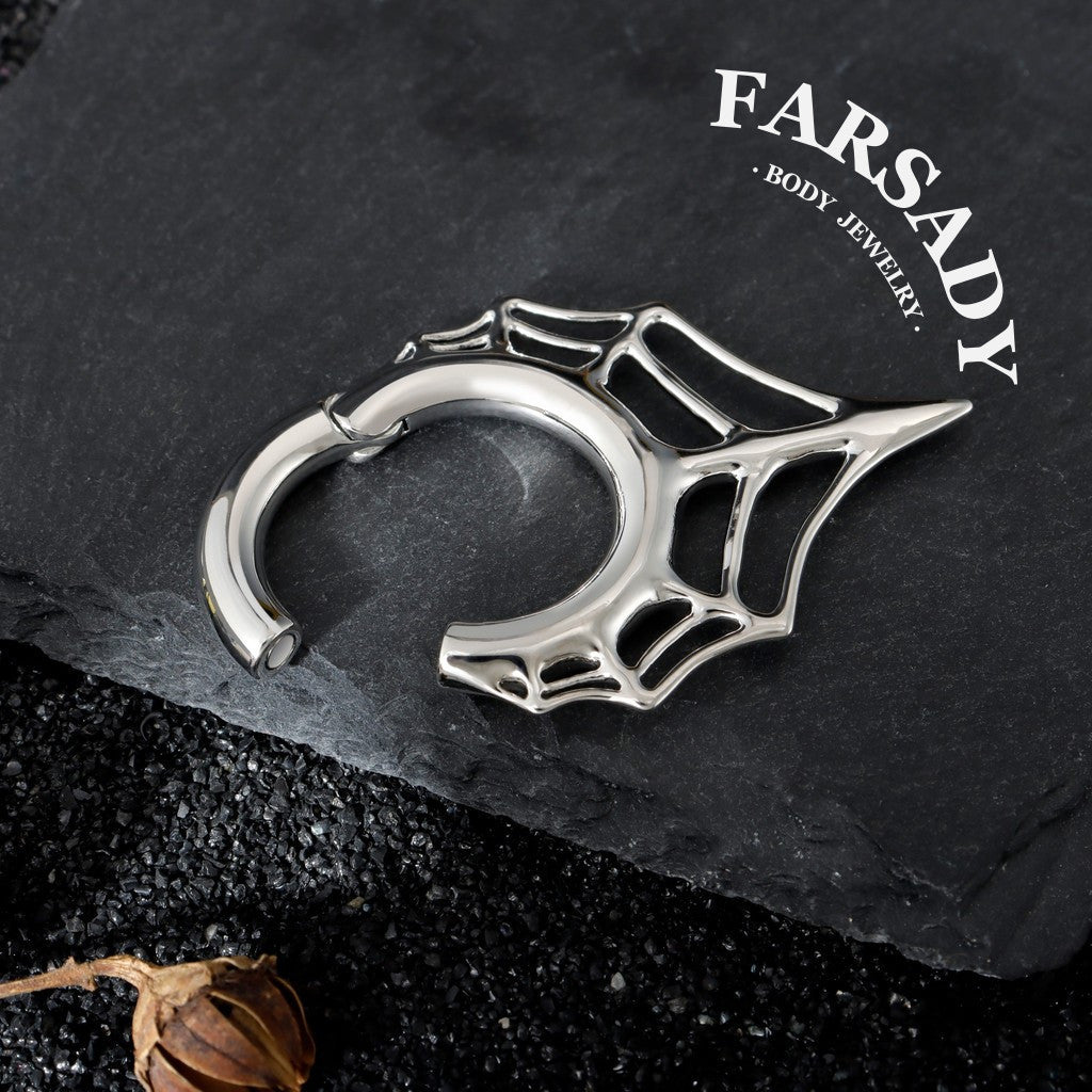 Spiderweb Ear Weights Hoop 5mm Stretched Ear 4 Gauges Earring Plugs Heavy Ear Weights Hanger Easy Clasp Gothic Ear Tunnels Lobe Stretching Body Jewelry
