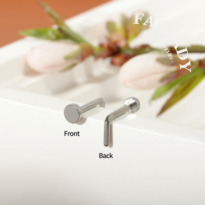 Mini Flat Orb - F136 Titanium L Shape Stud / Fit 18G Nose Ring