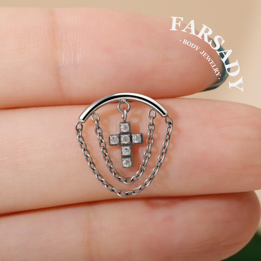 Golden Halo - F136 Titanium Threadless Stud / Fits Cartilage Helix Tragus Lobe Earring